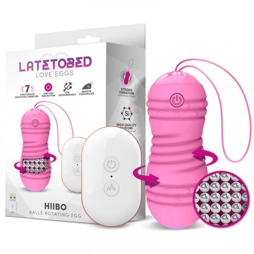 LATETOBED Hiibo vibračné a rotujúce vajíčko s diaľkovým ovládaním USB silikón ružová